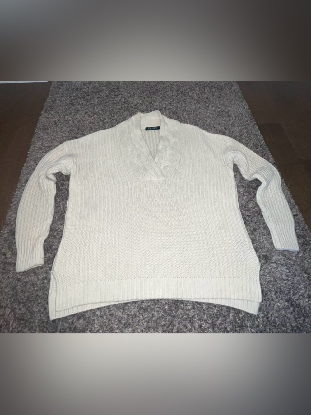 Lauren Ralph Lauren: Women’s Cotton Cable Knit V Neck Sweater Size Medium